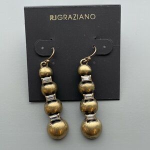 NEW RJ Graziano Brass Tone Crystal Drop Earrings